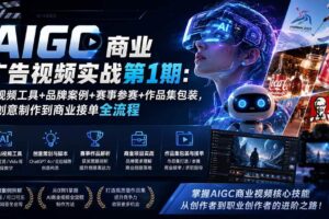 （19750期）AIGC商业广告视频实战第1期：AI视频工具+品牌案例+赛事参赛+作品集包装，从创意制作到商业接单全流程