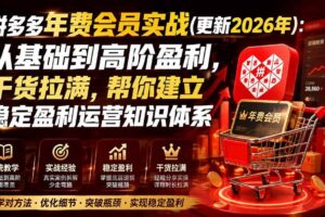 （20001期）拼多多年费会员实战(更新2026年)：从基础到高阶盈利，干货拉满，帮你建立稳定盈利运营知识体系