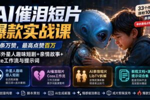 (20038期)AI催泪短片爆款实战课:条条万赞,最高点赞百万,拆解外星人趣味短剧+亲情故事+Coze工作流与提示词