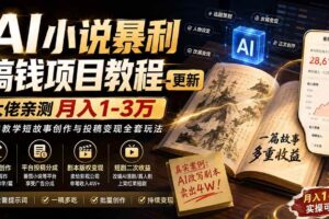 （20044期）AI小说暴利搞钱项目教程-更新，大佬亲测月入1-3万，从零教学短故事创作与投稿变现全套玩法