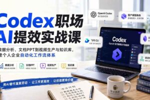 （20057期）Codex职场AI提效实战课：从数据分析、文档PPT到视频生产与知识库，搭建个人企业自动化工作流体系