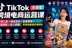 （20059期）TikTok东南亚跨境电商运营课：开店入驻+选品定价+批量铺货+发货回款+达人联盟，零基础跑通店铺闭环