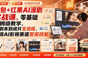 豆包+红果AI漫剧实战课，零基础保姆级教学，从剧本到成片全流程，解锁AI影视赛道变现技能