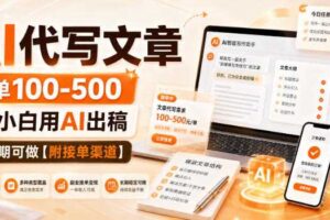 AI代写文章，一单100-500，小白用AI出稿，长期可做【附接单渠道】【揭秘】