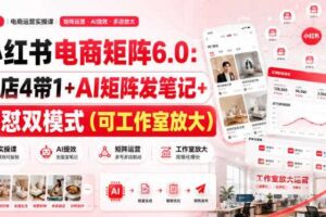 小红书电商矩阵6.0：单店4带1+AI矩阵发笔记+测怼双模式（可工作室放大）