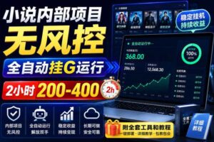 小说内部项目无风控，全自动挂G运行，2小时200-400，附全套工具和教程【揭秘】