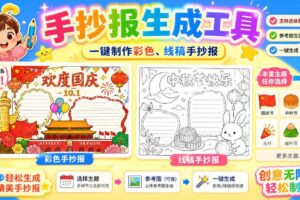 手抄报批量生成工具来了，完全免费，告别豆包生图，高清无水印