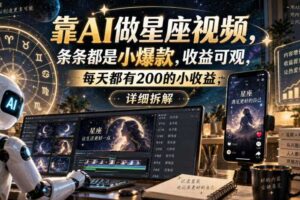 靠AI做星座视频,条条都是小爆款,收益可观,每天都有200的小收益,详细拆解