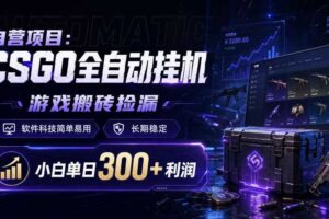 自营项目：CSGO全自动挂G，游戏搬砖捡漏，软件科技简单易用，长期稳定，小白单日300+利润【揭秘】