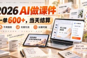 2026 AI做课件,一单600+,当天结算,不用露脸,无需引流,长期可做【揭秘】