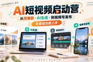 AI短视频启动营，从找爆款·AI生成·到视频号发布，零基础也能上手