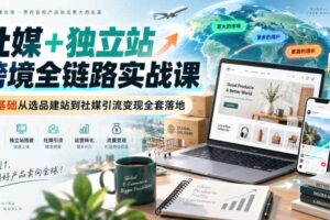 社媒+独立站跨境全链路实战课｜零基础从选品建站到社媒引流变现全套落地
