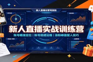 新人直播实战训练营：账号精准定位，账号搭建运维，涨粉峰值留人技巧