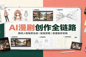 AI漫剧创作全链路：素材人物场景生成，配音剪辑，批量制作变现