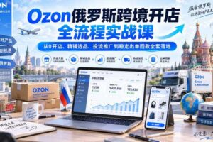 Ozon俄罗斯跨境开店全流程实战课|从0开店、精铺选品、投流推广到稳定出单回款全套落地
