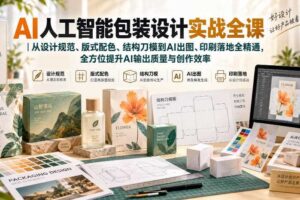 AI人工智能包装设计实战全课｜从设计规范、版式配色、结构刀模到AI出图、印刷落地全精通