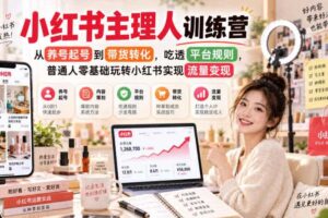 小红书主理人训练营，从养号起号到带货转化，吃透平台规则，普通人零基础玩转小红书实现流量变现