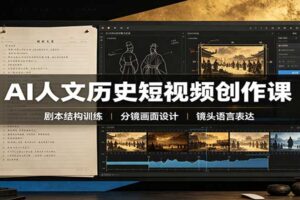 AI人文历史短视频创作课：赛道对标、剧本分镜制图，掌握视频完整产出流程