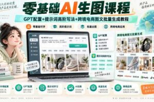零基础AI生图课程,GPT配置+提示词高阶写法+跨境电商图文批量生成教程