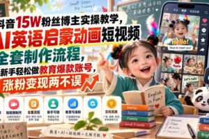 抖音15W粉丝博主实操教学,AI英语启蒙动画短视频全套制作流程,新手轻松做教育爆款账号,涨粉变现两不误