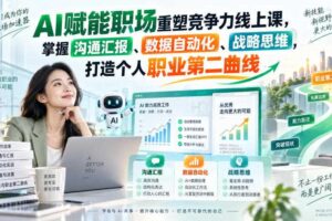 AI赋能职场重塑竞争力线上课，掌握沟通汇报、数据自动化、战略思维，打造个人职业第二曲线