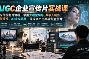 AIGC企业宣传片实战课，重构传统制片流程，掌握大模型编导、数字人制作、美学镜头、AI特效后期，低成本产出商业级宣传片
