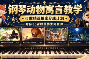 钢琴动物寓言教学，可做精选独家分成计划，对标35W粉丝博主同款课