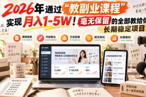 2026年通过“教副业”实现月入1-5W！毫无保留的全部教给你！长期稳定项目