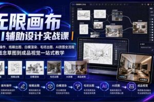 无限画布AI辅助设计实战课｜画布操作、线稿出图、白模渲染、毛坯出图、AI改图全流程，从概念草图到成品视觉一站式教学（更新0923）