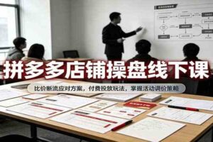 拼多多店铺操盘线下课：比价断流应对方案，付费投放玩法，掌握活动调价策略