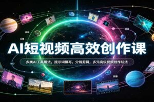 AI短视频高效创作课：多类AI工具用法，提示词撰写，分镜剪辑，多元高级视频创作玩法