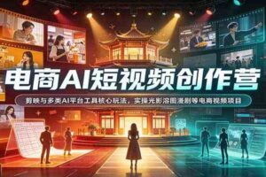 电商AI短视频创作营：剪映与多类AI平台工具核心玩法，实操光影溶图漫剧等电商视频项目