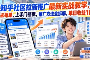 知乎社区拉新推广最新实战教学，6米每单，上手门槛低，推广方法全拆解，单日收益1K+！