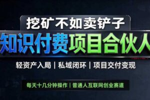 挖矿不如卖铲子，2026最新知识付费全套玩法，轻资产入局|私域闭环|项目交付变现【揭秘】