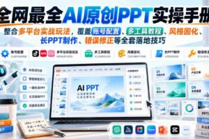 全网最全AI原创PPT实操手册，整合多平台实战玩法，覆盖账号配置、多工具教程、风格固化、长PPT制作、错误修正等全套落地技巧