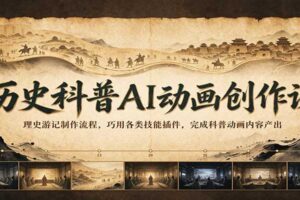 历史科普AI动画创作课：理史游记制作流程，巧用各类技能插件，完成科普动画内容产出