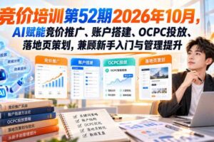 【无水印】竞价培训第52期2026年10月，AI赋能竞价推广、账户搭建、OCPC投放、落地页策划，兼顾新手入门与管理提升