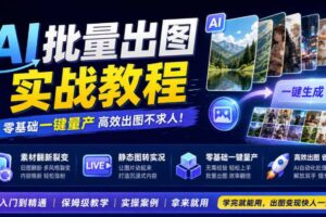 AI批量出图实战教程,素材翻新裂变,静态图转实况,零基础一键量产