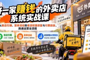 （20258期）开一家赚钱的外卖店系统实战课：从新店引爆、菜单活动到老店权重修复与付费投放，跑通运营全流程