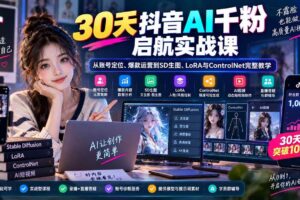 （20291期）30天抖音AI千粉启航实战课：从账号定位、爆款运营到SD生图、LoRA与ControlNet完整教学