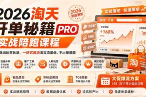 （20296期）2026淘天开单秘籍PRO实战陪跑课程：全套落地运营玩法，一站式解决淘宝流量低、不出单难题（更新260906）