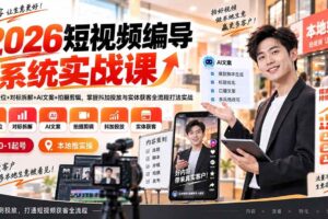 （20305期）2026短视频编导系统实战课：账号定位+对标拆解+AI文案+拍摄剪辑，掌握抖加投放与实体获客全流程打法实战