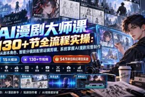 （20326期）AI漫剧大师课130+节全流程实操：从剧本角色、智能分镜到配音运镜剪辑，系统掌握AI漫剧完整制作