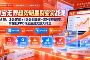 （20320期）淘宝无界趋势明星裂变实战课-86期：3处定词+4处计划设置+三种趋势裂变，掌握低PPC与全店成交放大打法