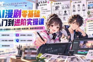 （20352期）AI漫剧零基础入门到进阶实操课：剧本创作+分镜脚本+人物三视图+场景道具，跑通完整创作流程