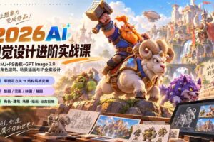 （20424期）2026AI视觉设计进阶实战课-更新：学习MJ+PS香蕉+GPT Image 2.0，完成角色建筑、场景插画与IP全案设计