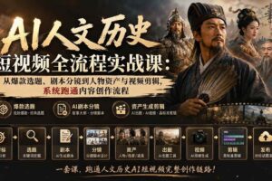 （20476期）AI人文历史短视频全流程实战课-更新：从爆款选题、剧本分镜到人物资产与视频剪辑，系统跑通内容创作流程