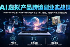 （20514期）AI虚拟产品跨境副业实战课｜Midjourney绘图+Adobe Stock图库上架+热门选题，跑通海外图库售图变现