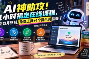 （20528期）AI神助攻！几小时搞定在线课程，告别数月熬制，免费工具+1个提示词就够了【原创双语字幕】