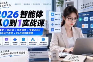 （20546期）2026智能体从0到1实战课｜大模型+提示词+节点插件+变量JSON+自动化工作流+RAG知识库搭建